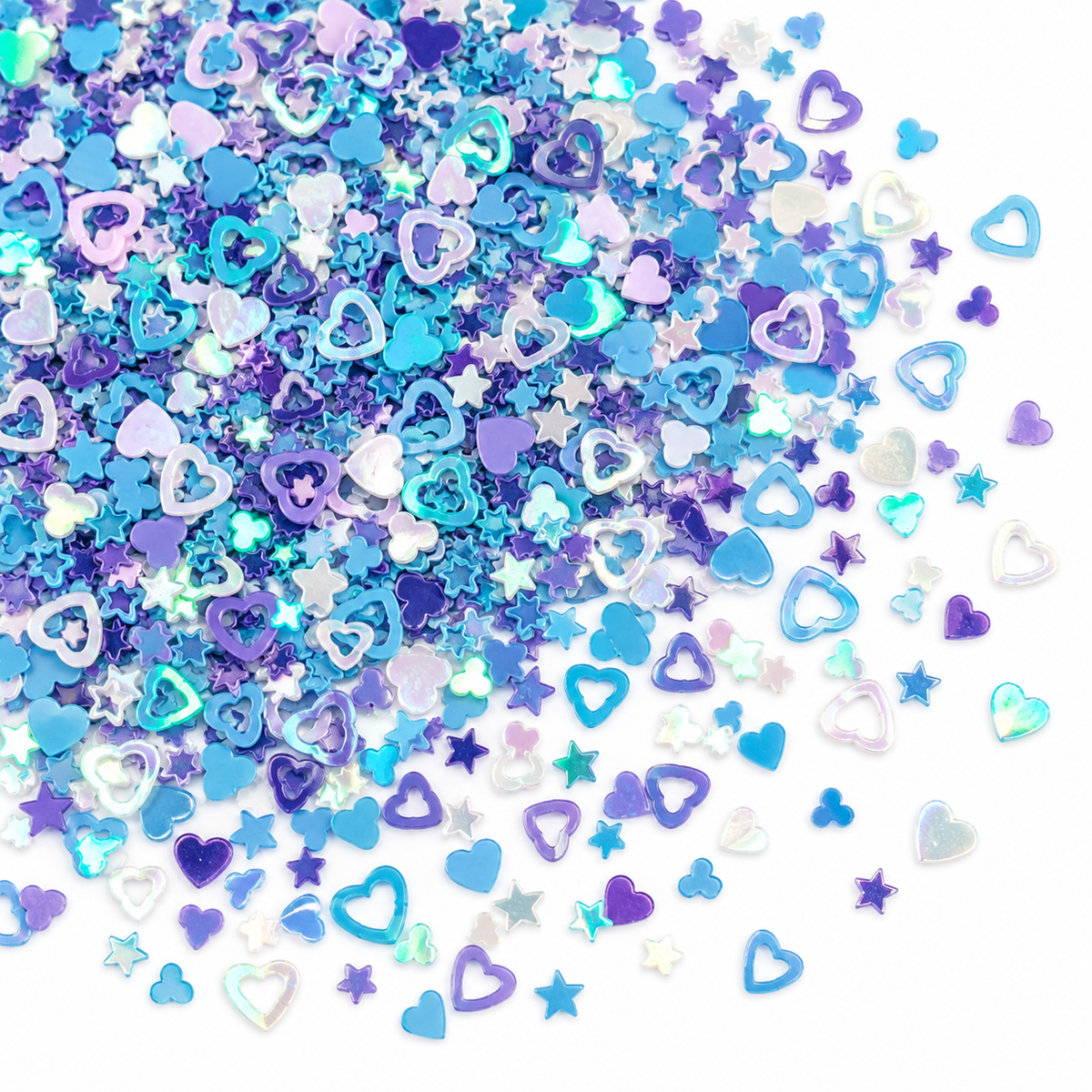 Figuras celeste y morado